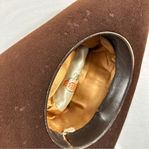 Dobbs West brown felt cowboy hat distressed vintage western - Picture 13 of 16